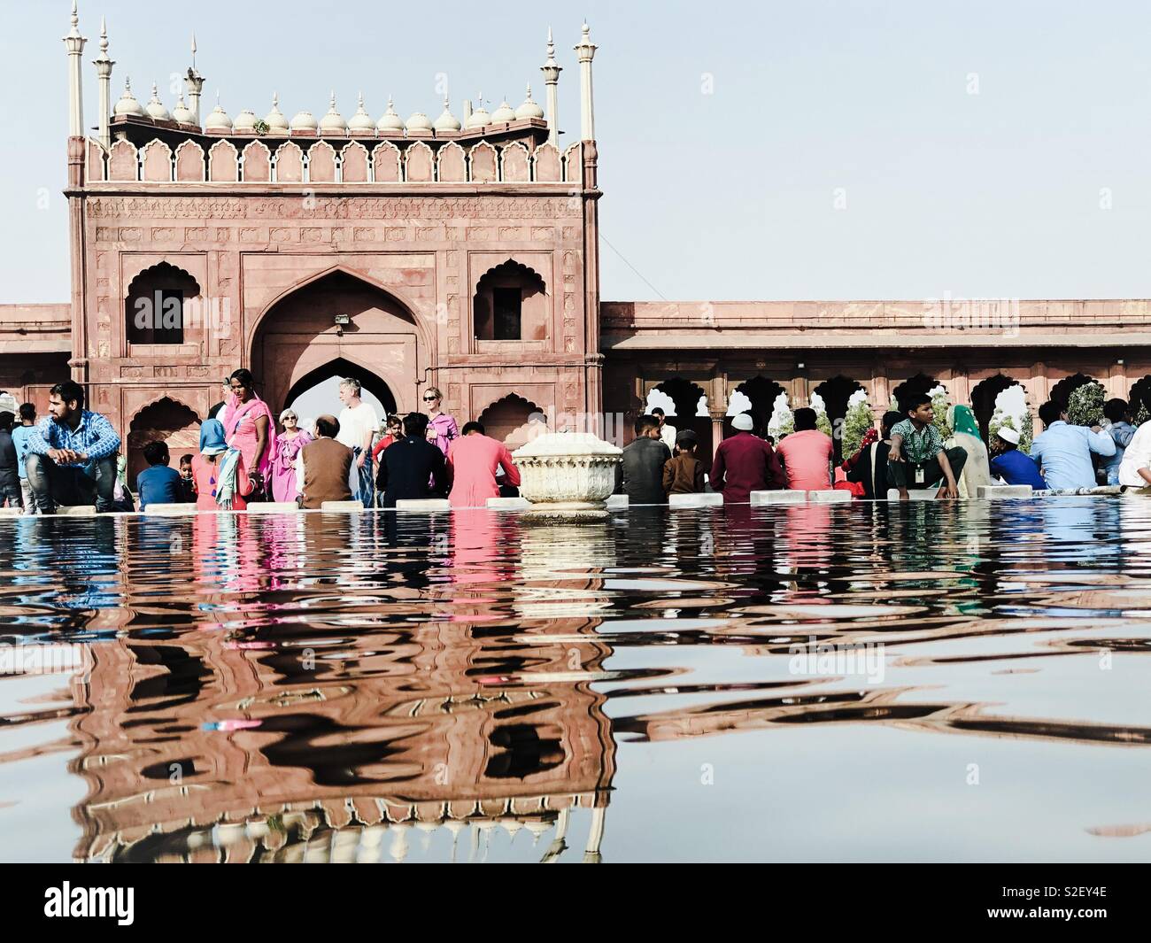 Preparing for prayer at Jama Masjid Compound, Delhi, India Stock Photo