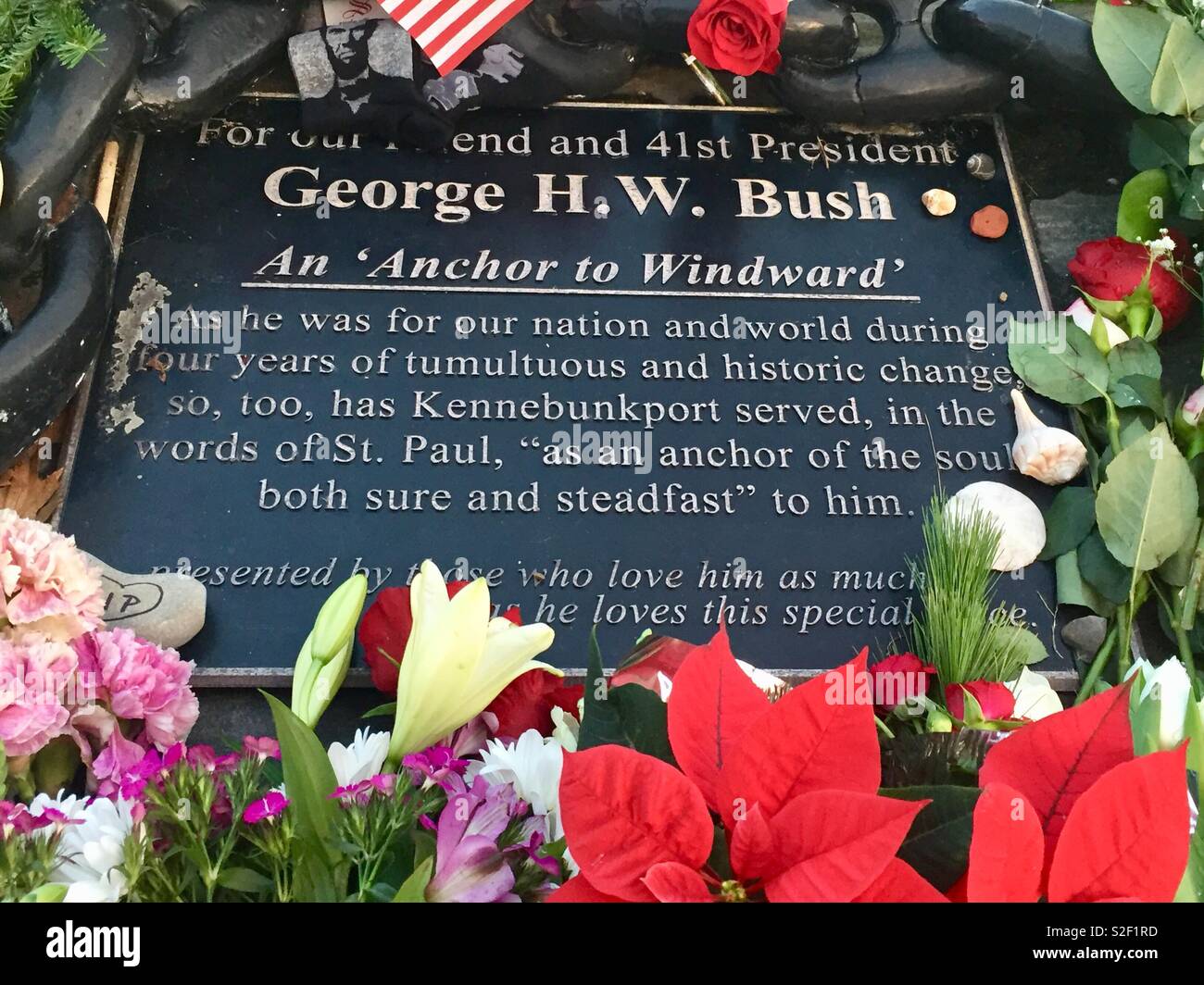 George H.W. Bush Memorial in Kennebunkport Maine, Dec. 3, 2018. Stock Photo