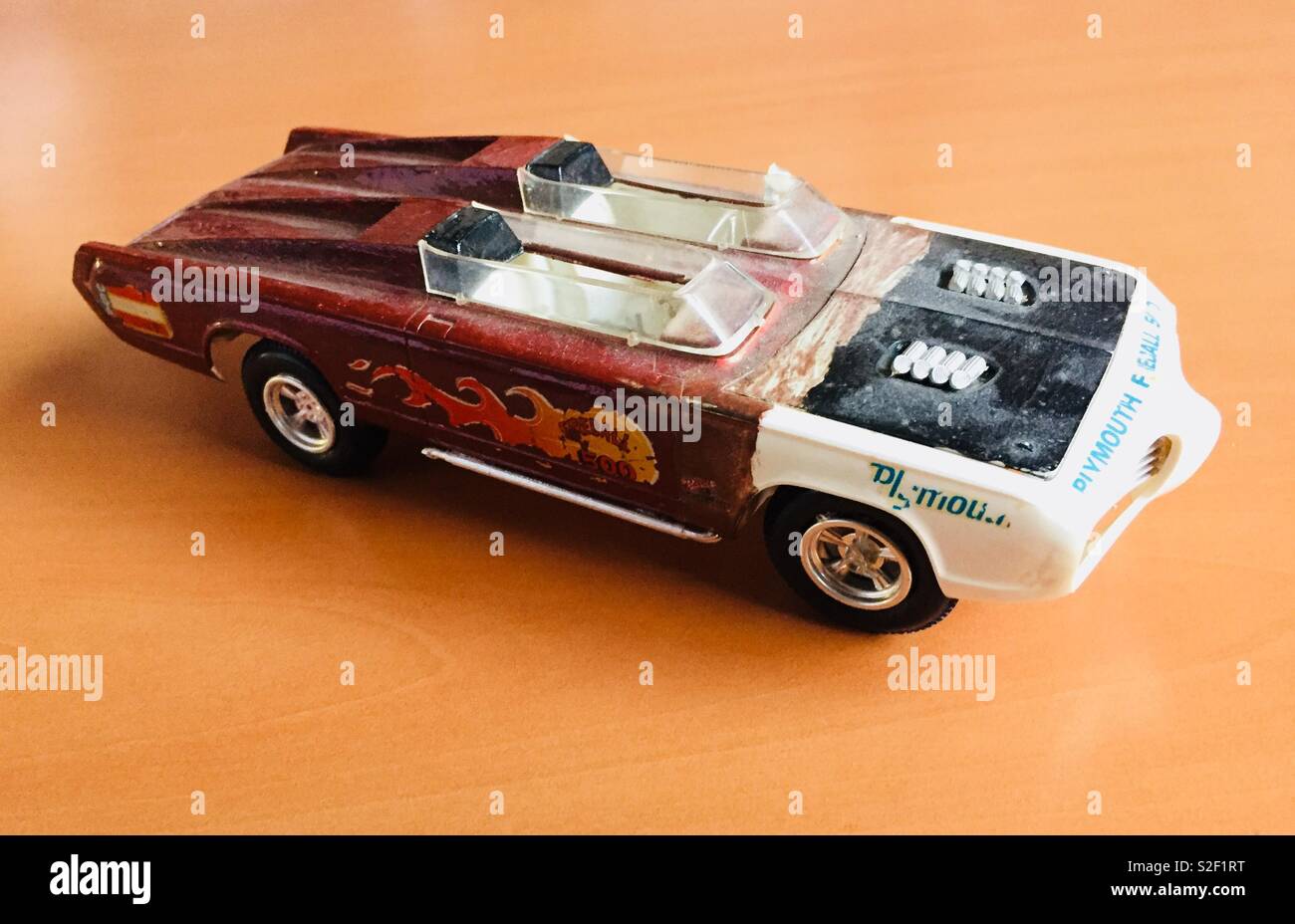 Iconic plastic model car assembled by a child in the 1960s showing ware and tear Stock Photo Alamy