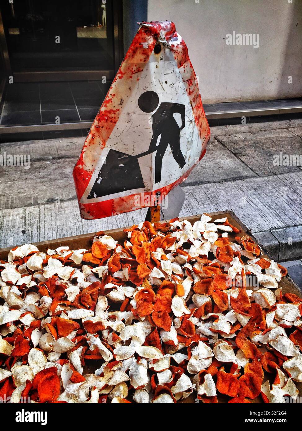 Mandarin orange peel drying in a street market in Wan Chai, Hong Kong Island - Smartphone Captured Stock Image