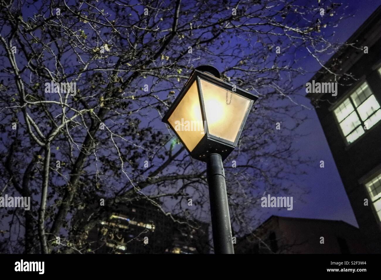 Gaslight on a winter night - Smartphone Captured Stock Image