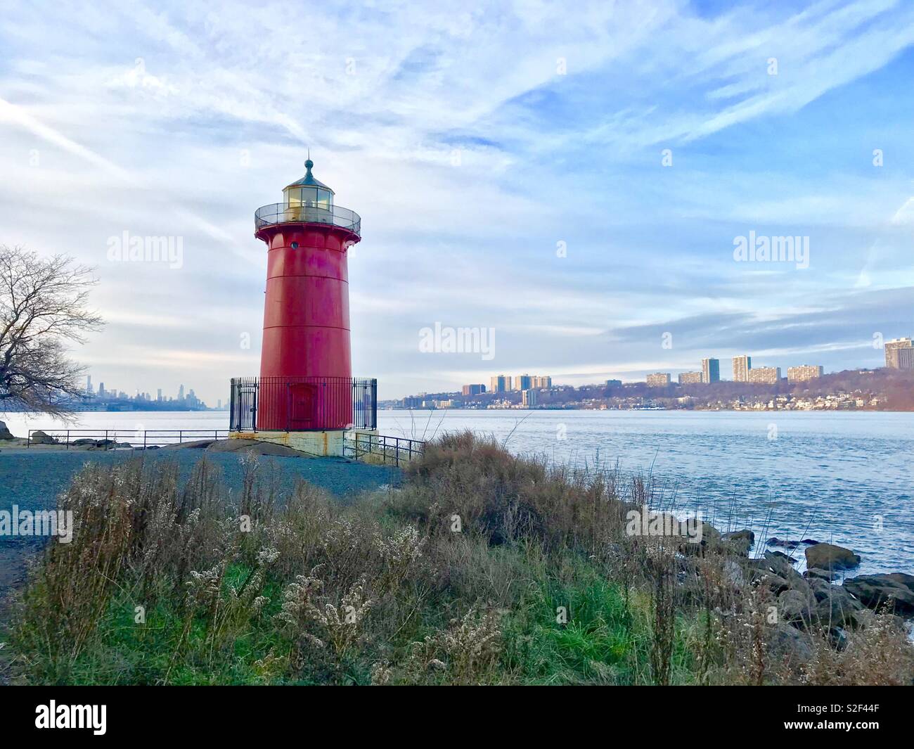 Little red lighthouse on the Hudson - Smartphone Captured Stock Image