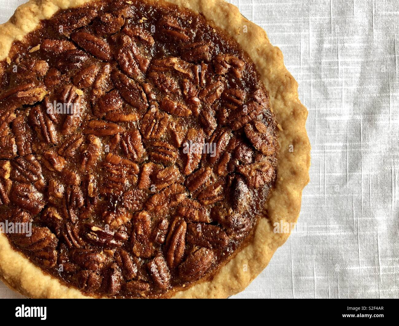 Pecan pie viewed from above - Smartphone Captured Stock Image