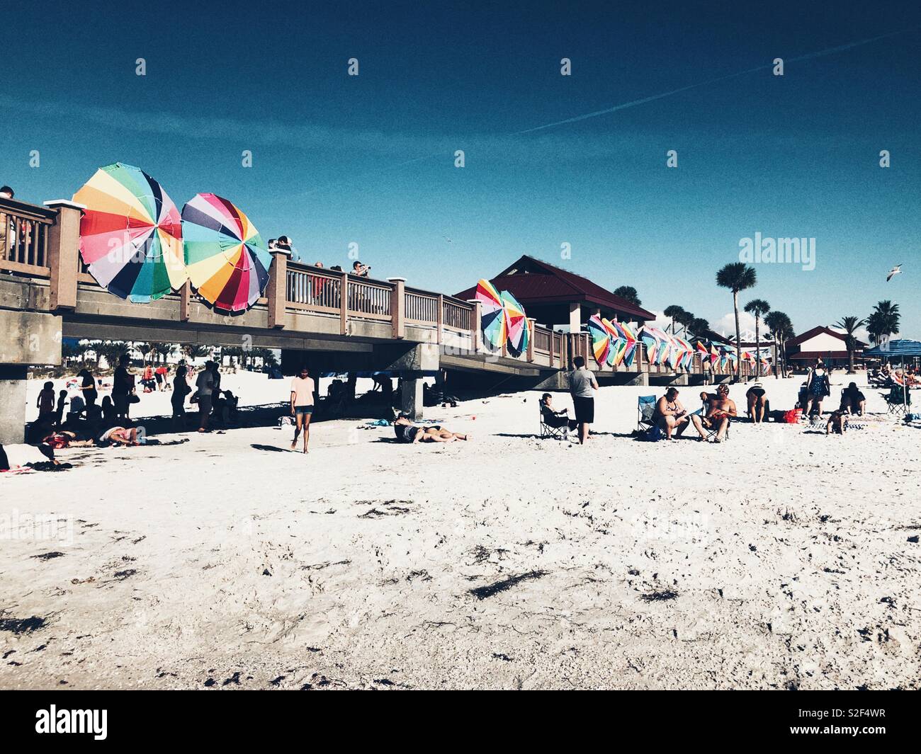 Boardwalk of Pier 60 on Clearwater beach in Florida Stock Photo