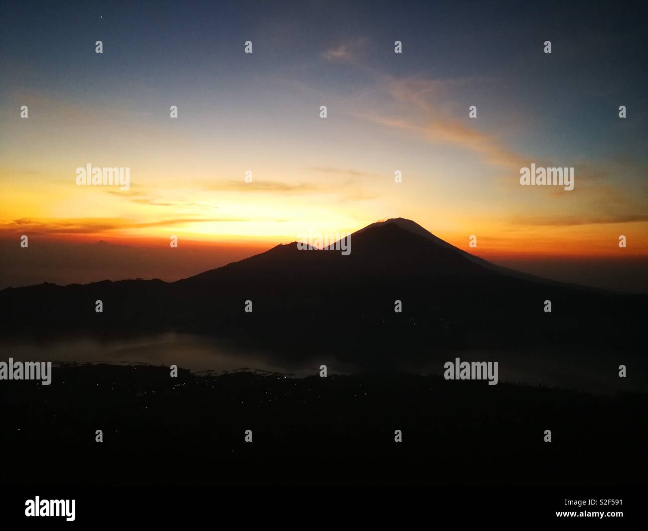 Sunrise over Mount Agung Stock Photo