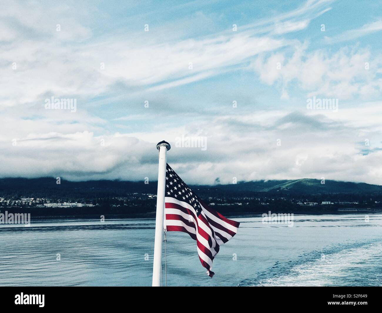 To Canada from US on the ferry - Smartphone Captured Stock Image