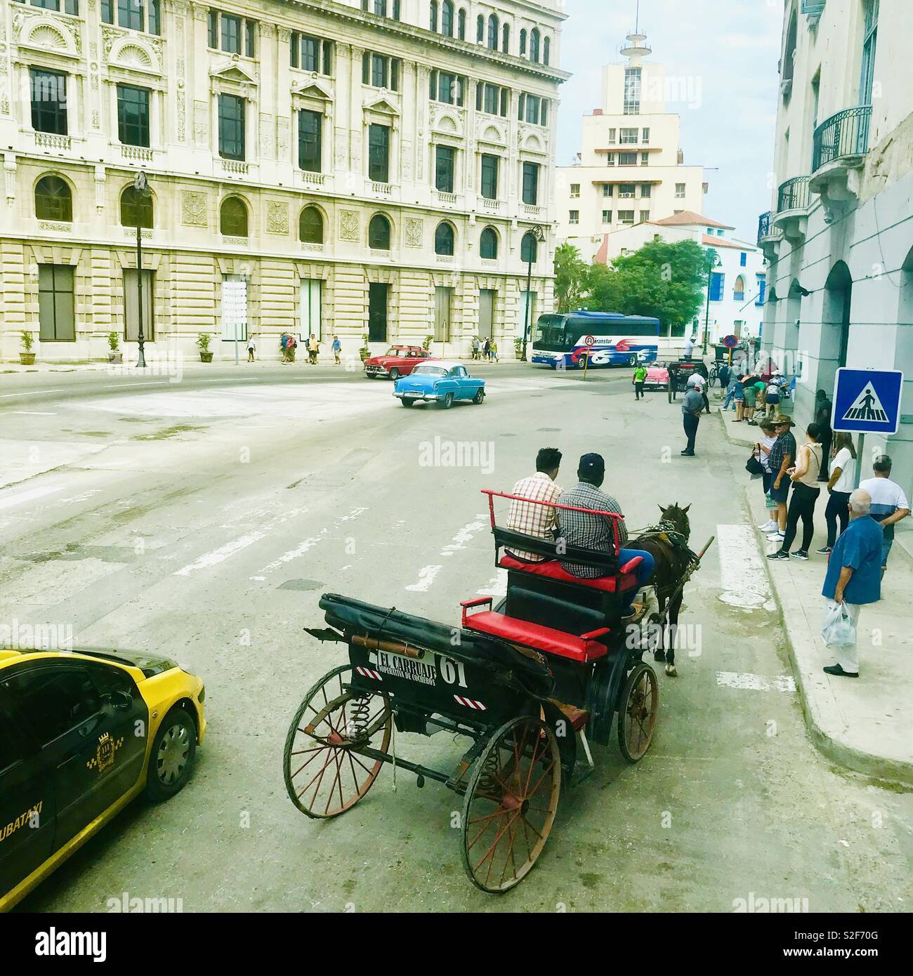 Old Fashioned Horse Drawn Carriage in the city centre of Havana Cuba Stock Photo