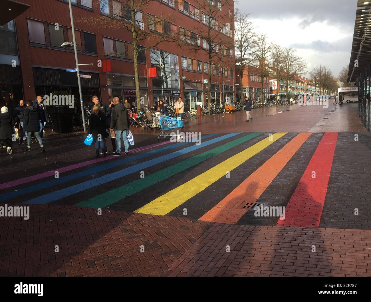 Rainbow zebra crossing in Amstelveen in the Netherlands Stock Photo Alamy