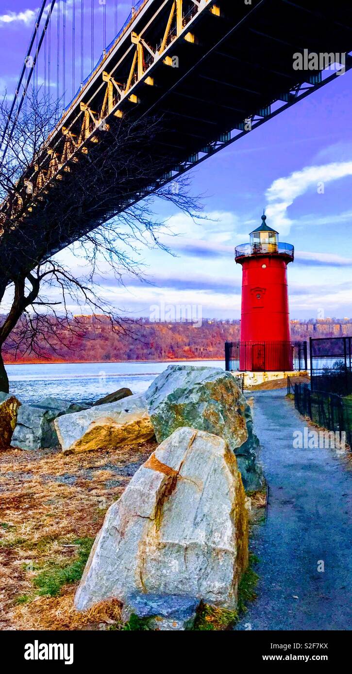 Little red lighthouse Stock Photo