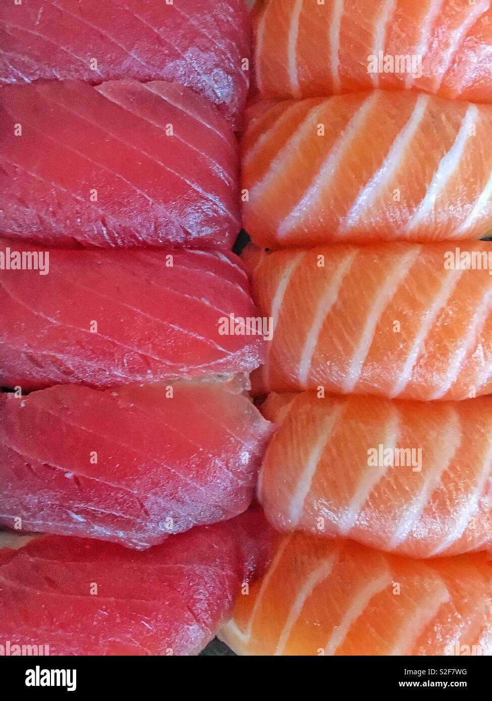 Tuna and Salmon Nigiri Stock Photo