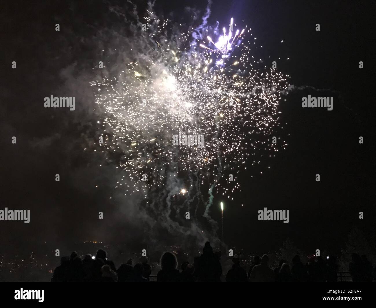 Fireworks in Lapland Finland - Smartphone Captured Stock Image