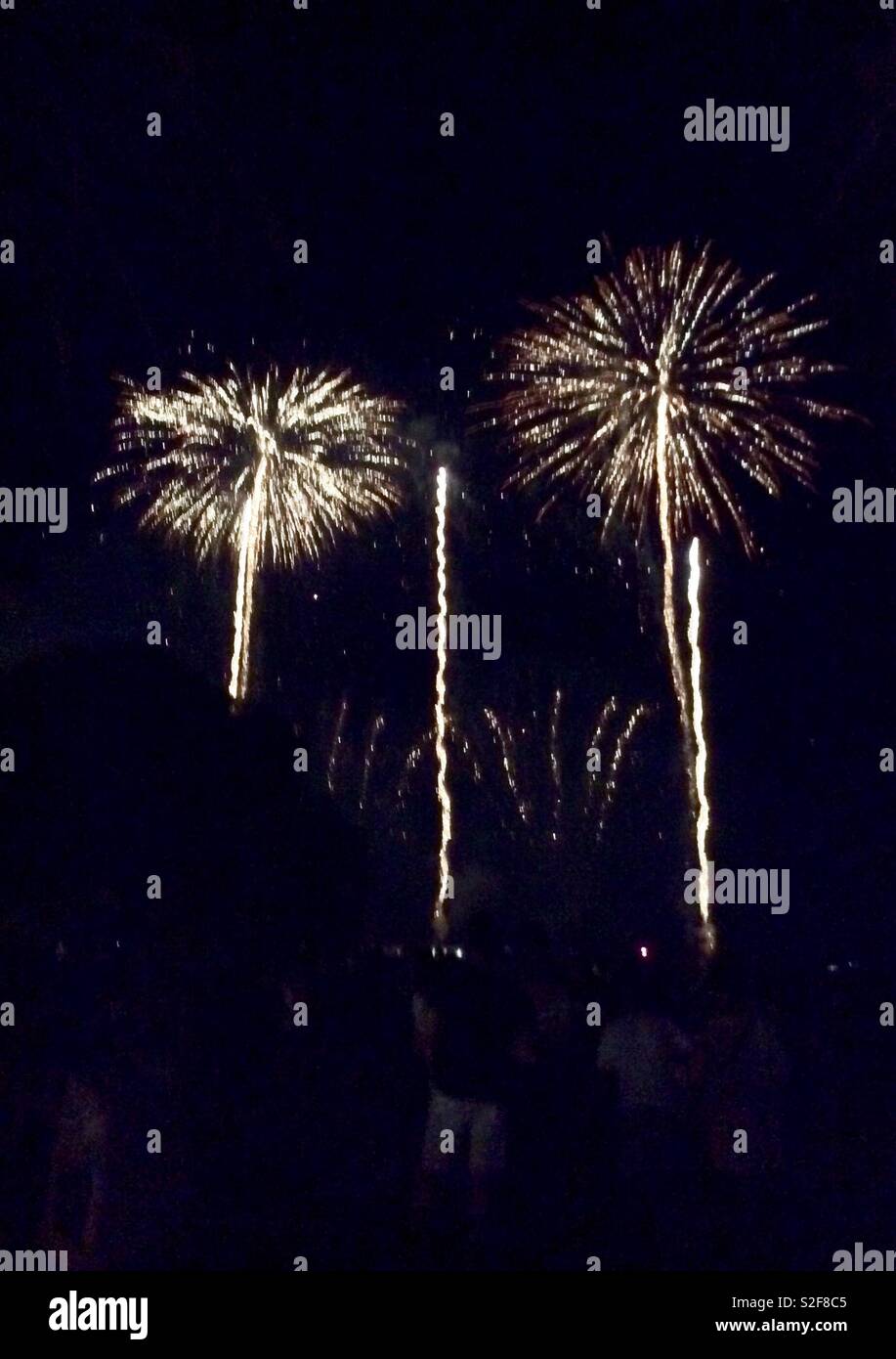 Fireworks during Santa Tecla festival in Sitges, Spain Stock Photo