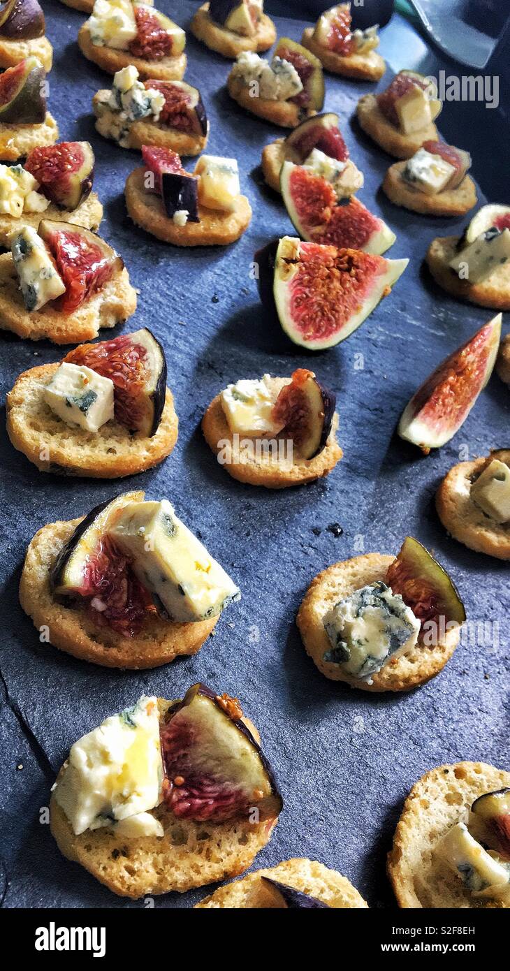 Fig and Blue Cheese Appetizer Stock Photo