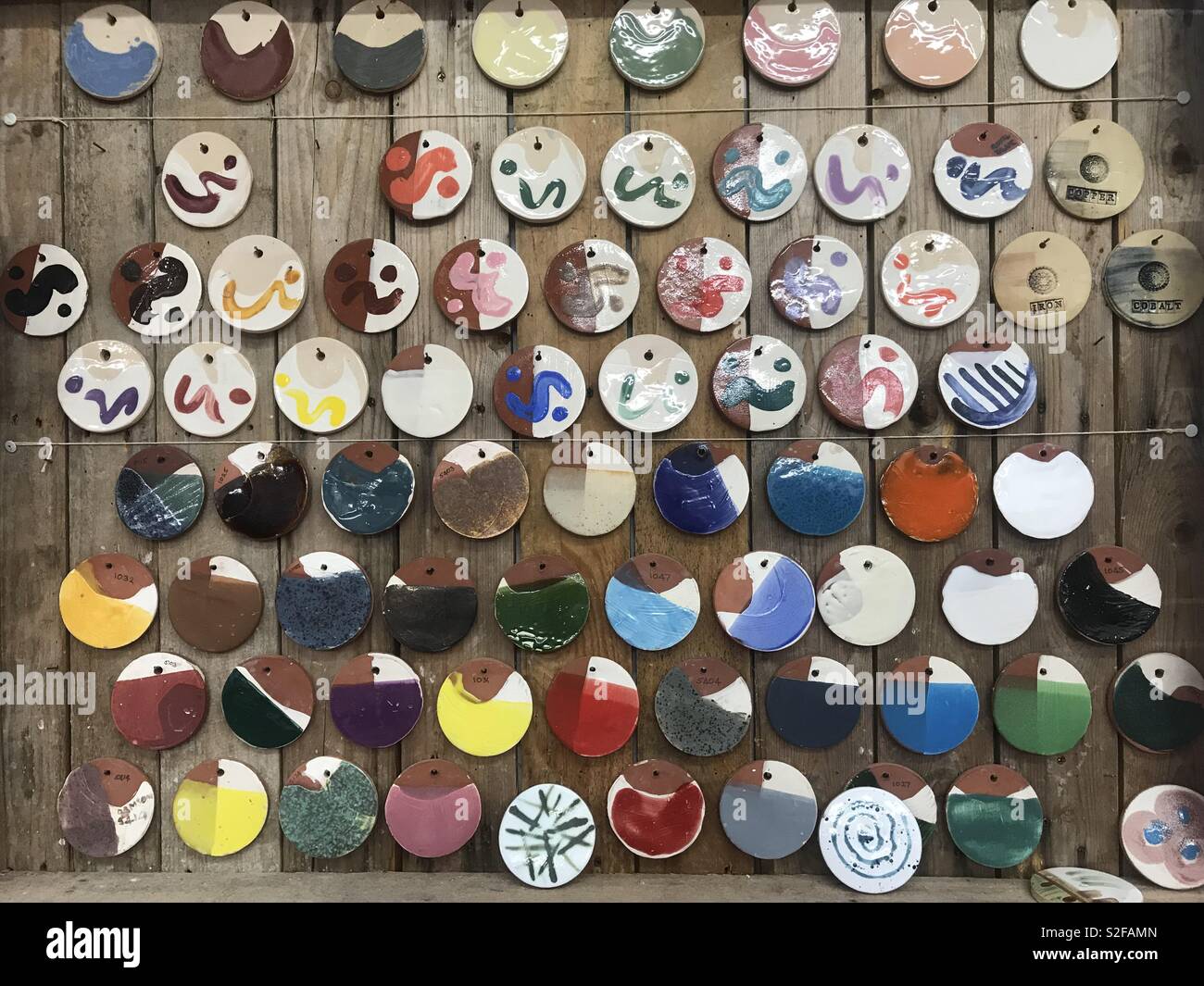 Pottery studio sample glaze tiles Stock Photo Alamy