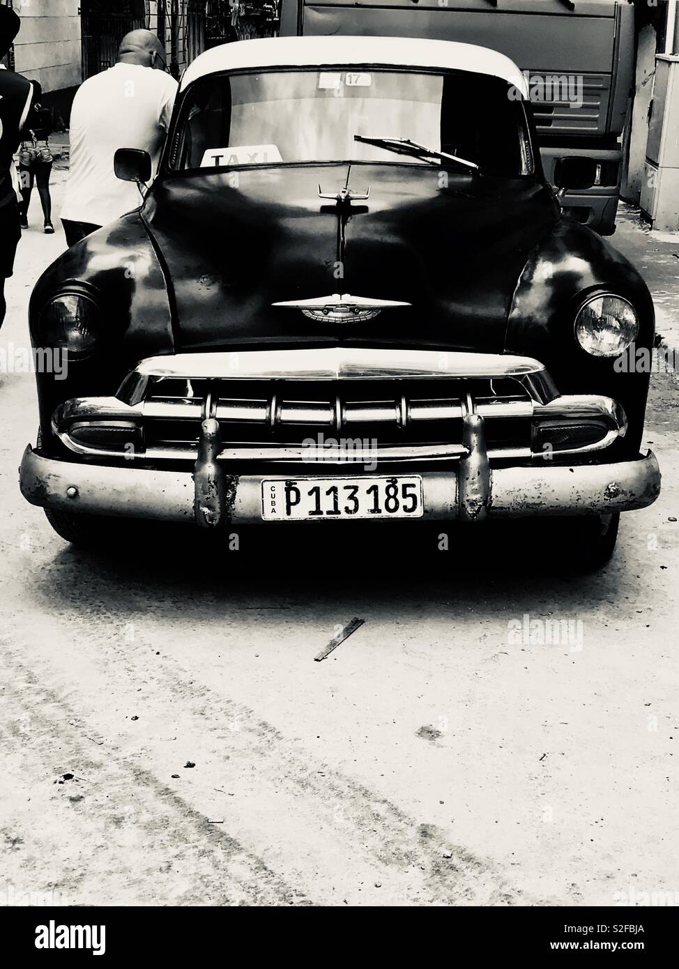 Classic Black Taxi Cab in Havana Cuba Stock Photo