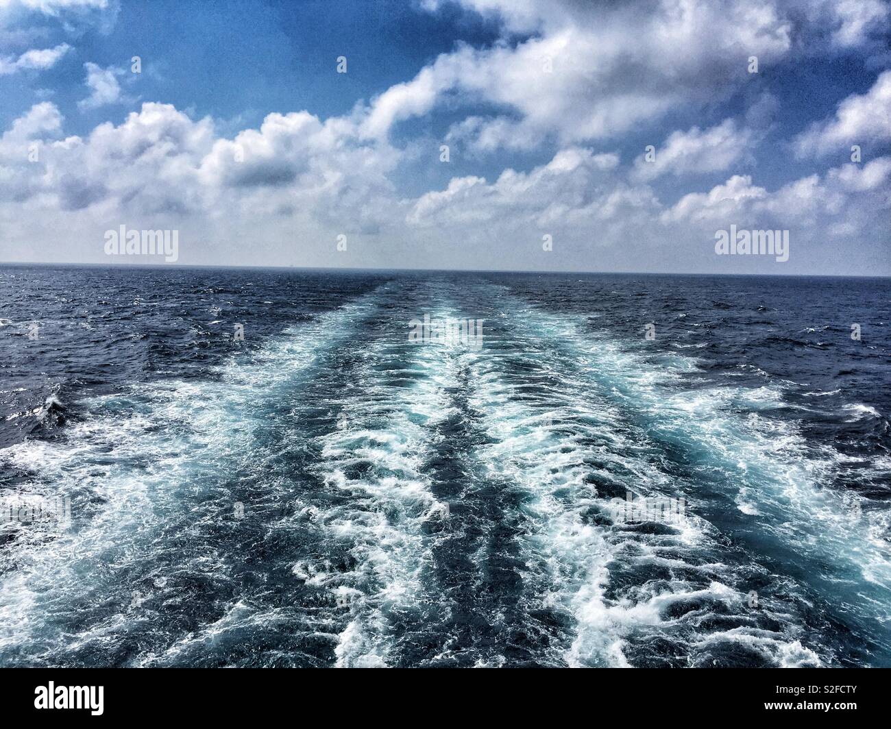 Cruise Ship’s Wake going Ahead at Maximum Knots on the Red Sea with
