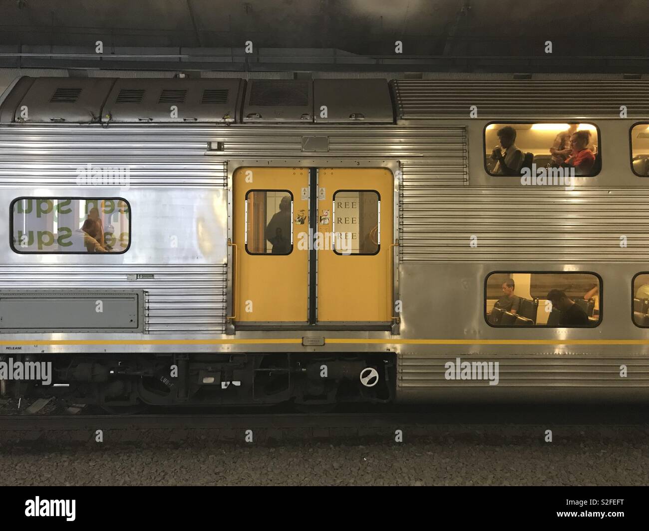 An airport line train in Sydney, NSW, Australia - Smartphone Captured Stock Image
