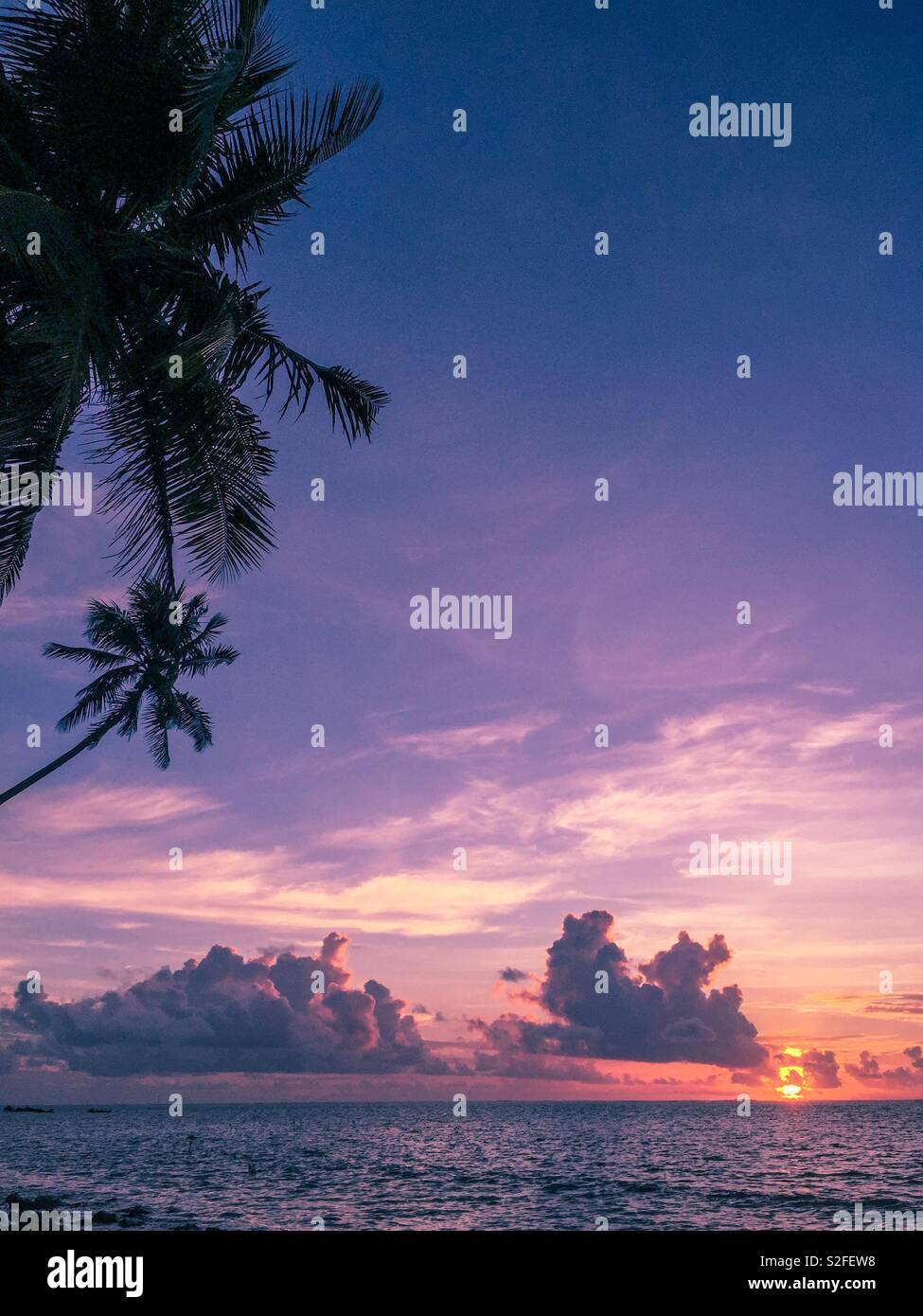 Tropical sunset time. A a beach in Yap island, Federated States of Micronesia Stock Photo
