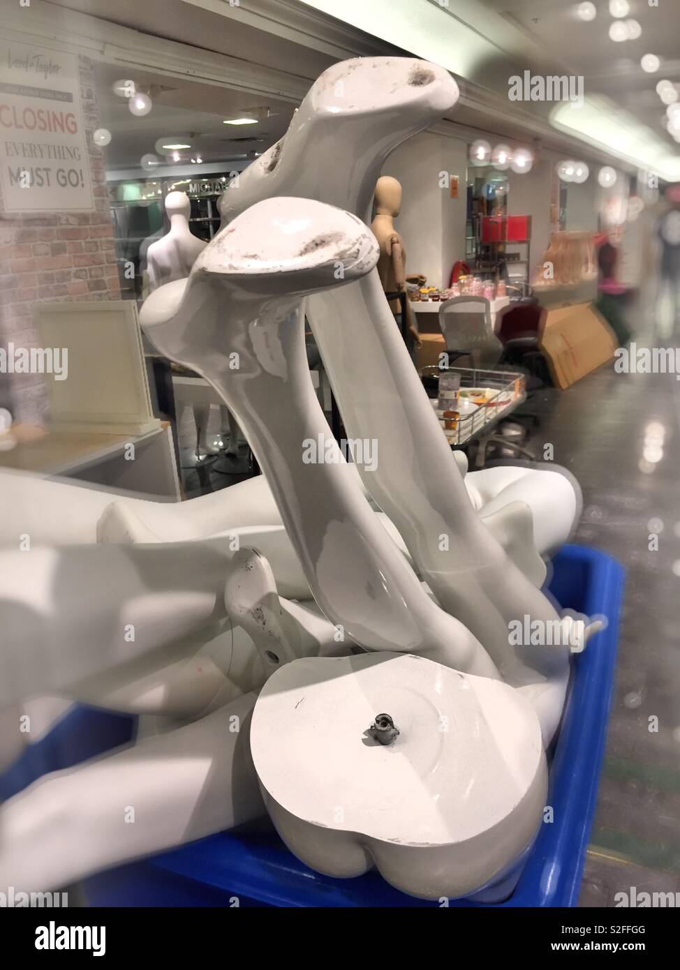 Stacks of manikin body parts, New York City, USA - Smartphone Captured Stock Image