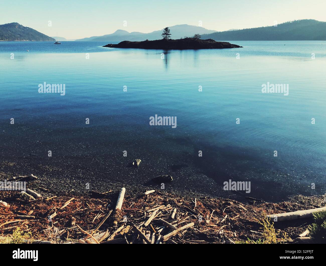 Indian Island located in Fishing Bay of Orcas Island - Smartphone Captured Stock Image