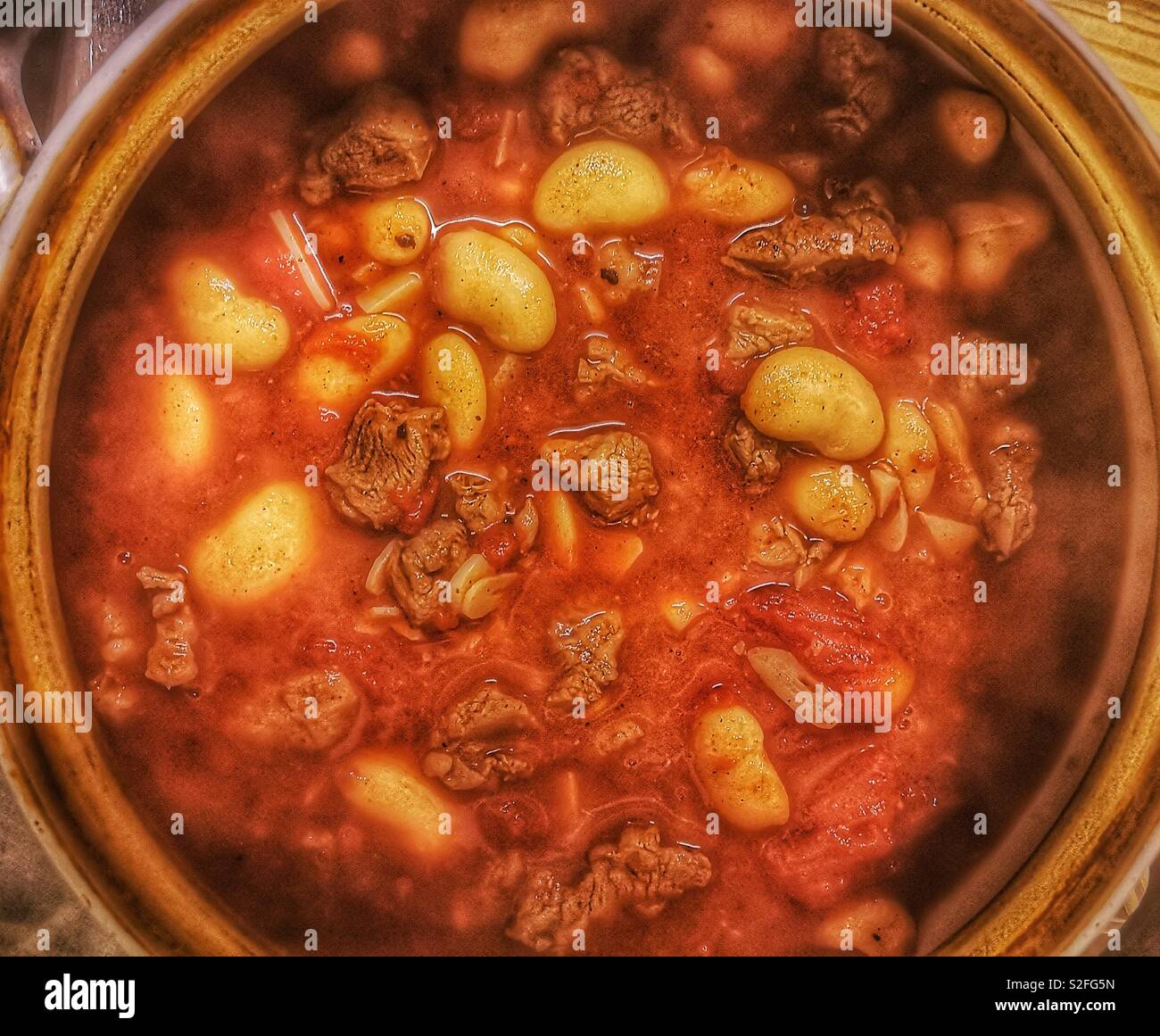 Lamb and butter bean stew, a real winter warmer Stock Photo