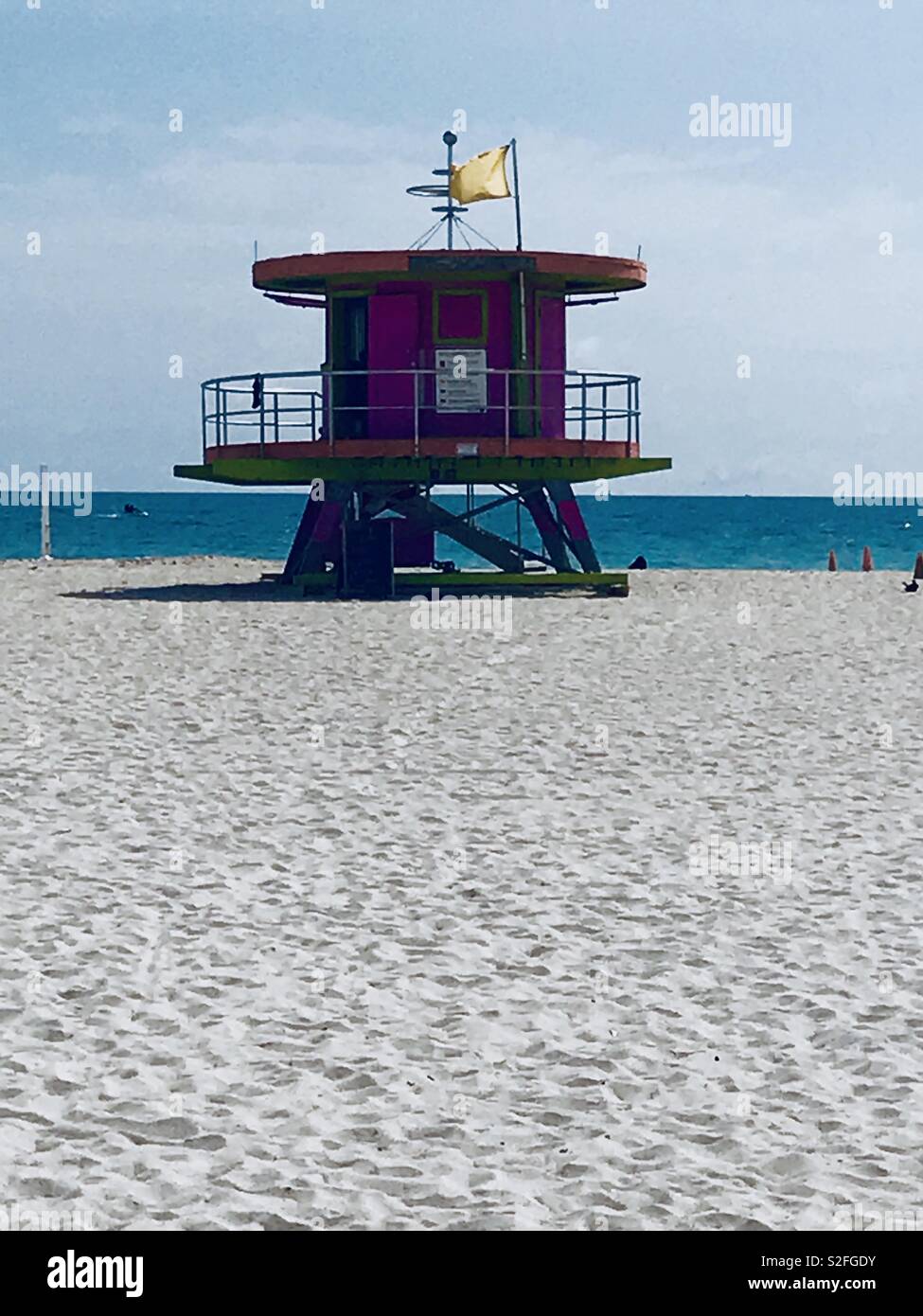Lifeguard hut on the beach in Miami Florida Stock Photo
