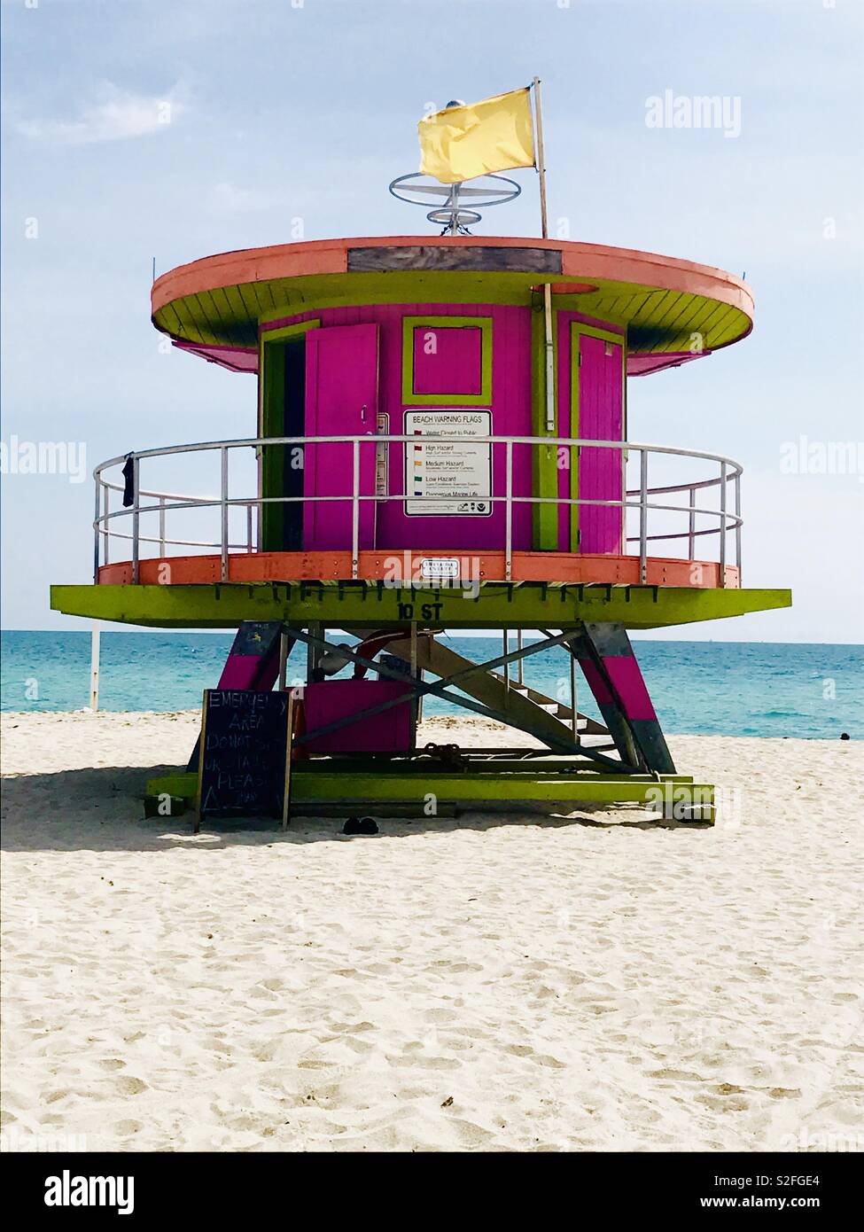 Ocean Rescue, Lifeguard Tower, South Beach, Miami, Florida Stock Photo