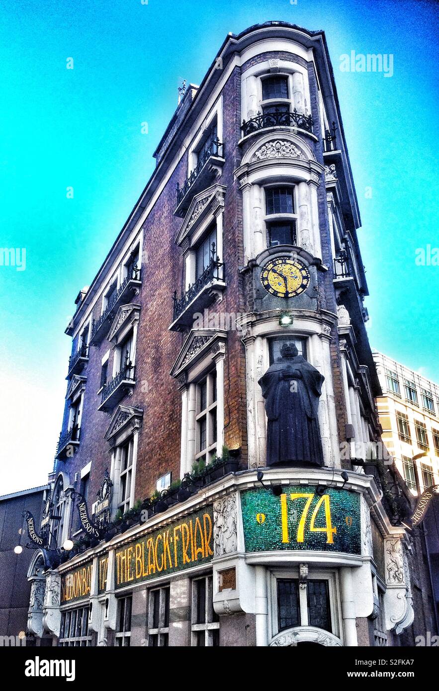 The wonderful Victorian wedge-shaped pub, The Blackfriar, in London, built in 1875 Stock Photo