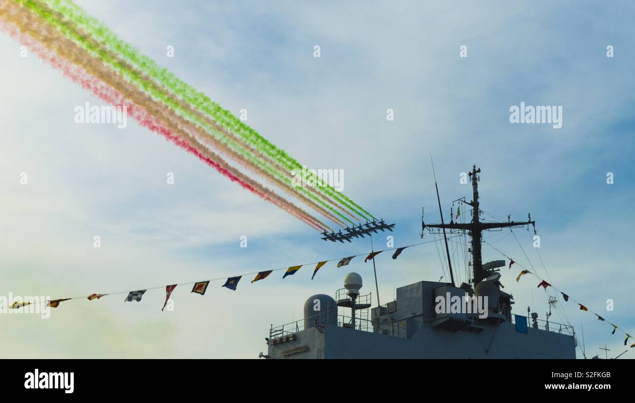 Italian aircraft during the air show in Trieste Stock Photo