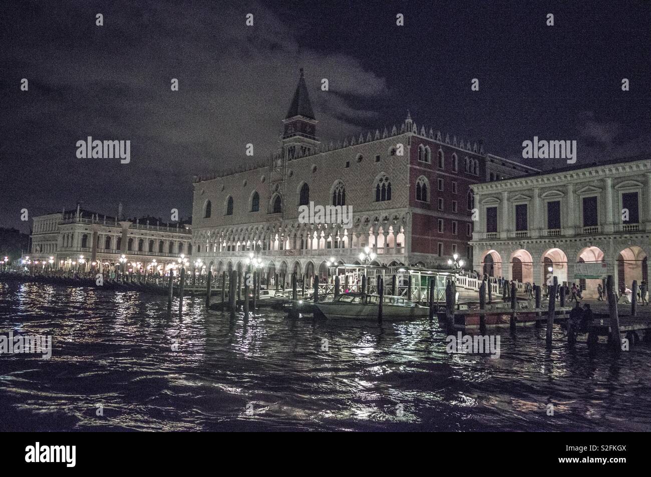 Piazza San Marco from the laguna with gondole in Venice Stock Photo