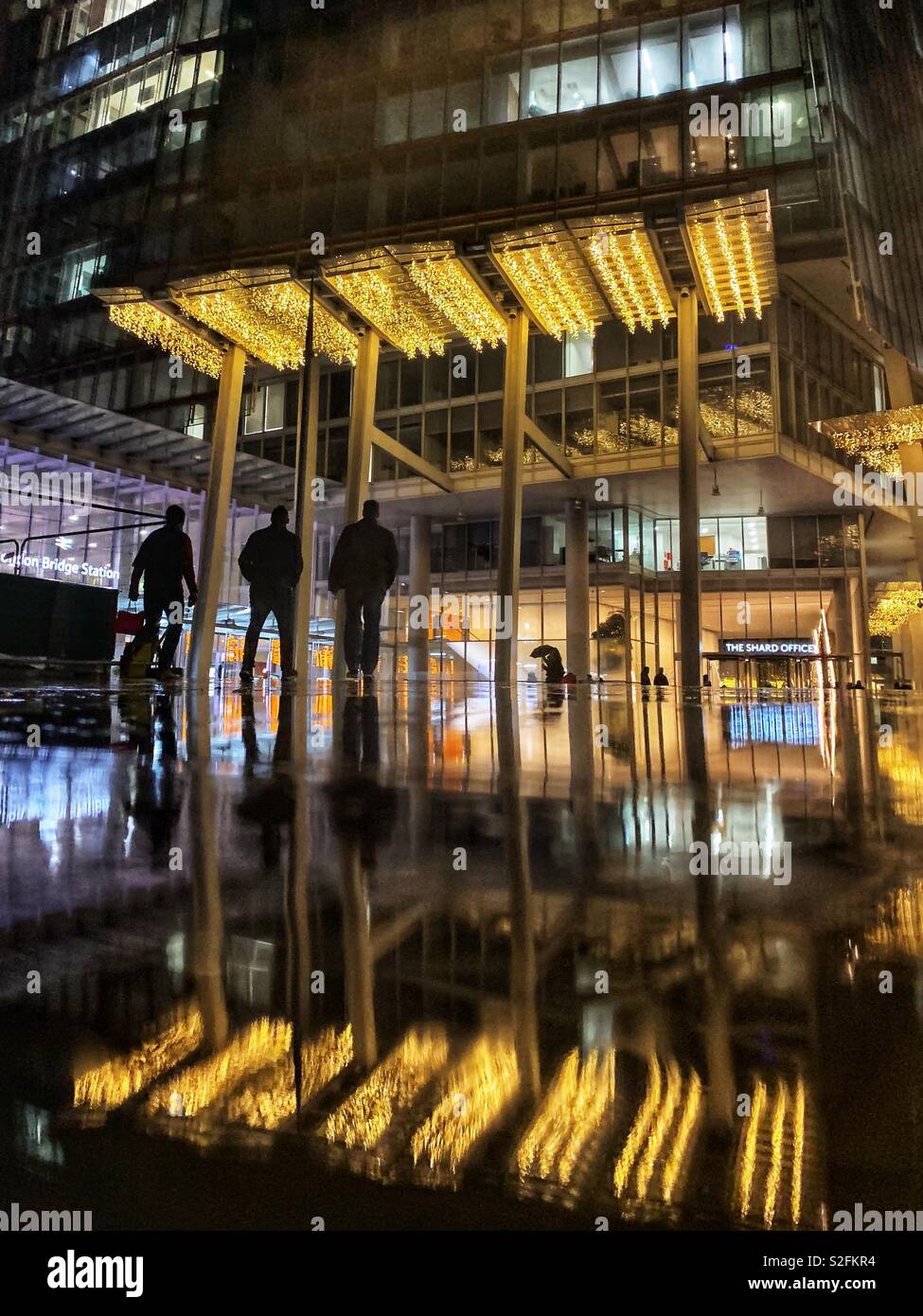 Bottom of The Shard, London Bridge, at night - Smartphone Captured Stock Image