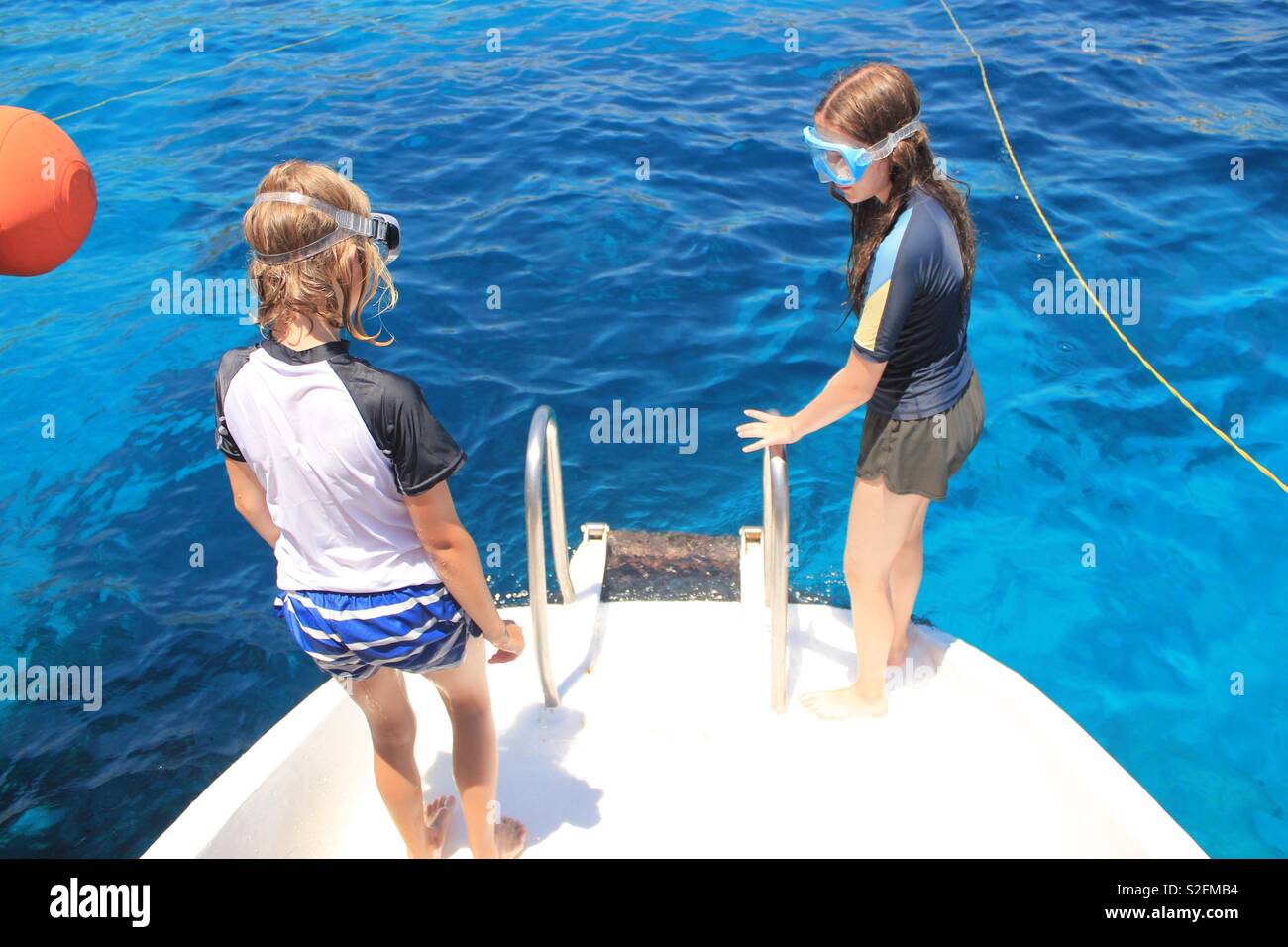 Children diving Stock Photo
