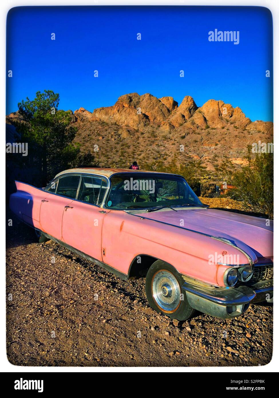 Pink Cadillac in the Nevada desert Stock Photo Alamy