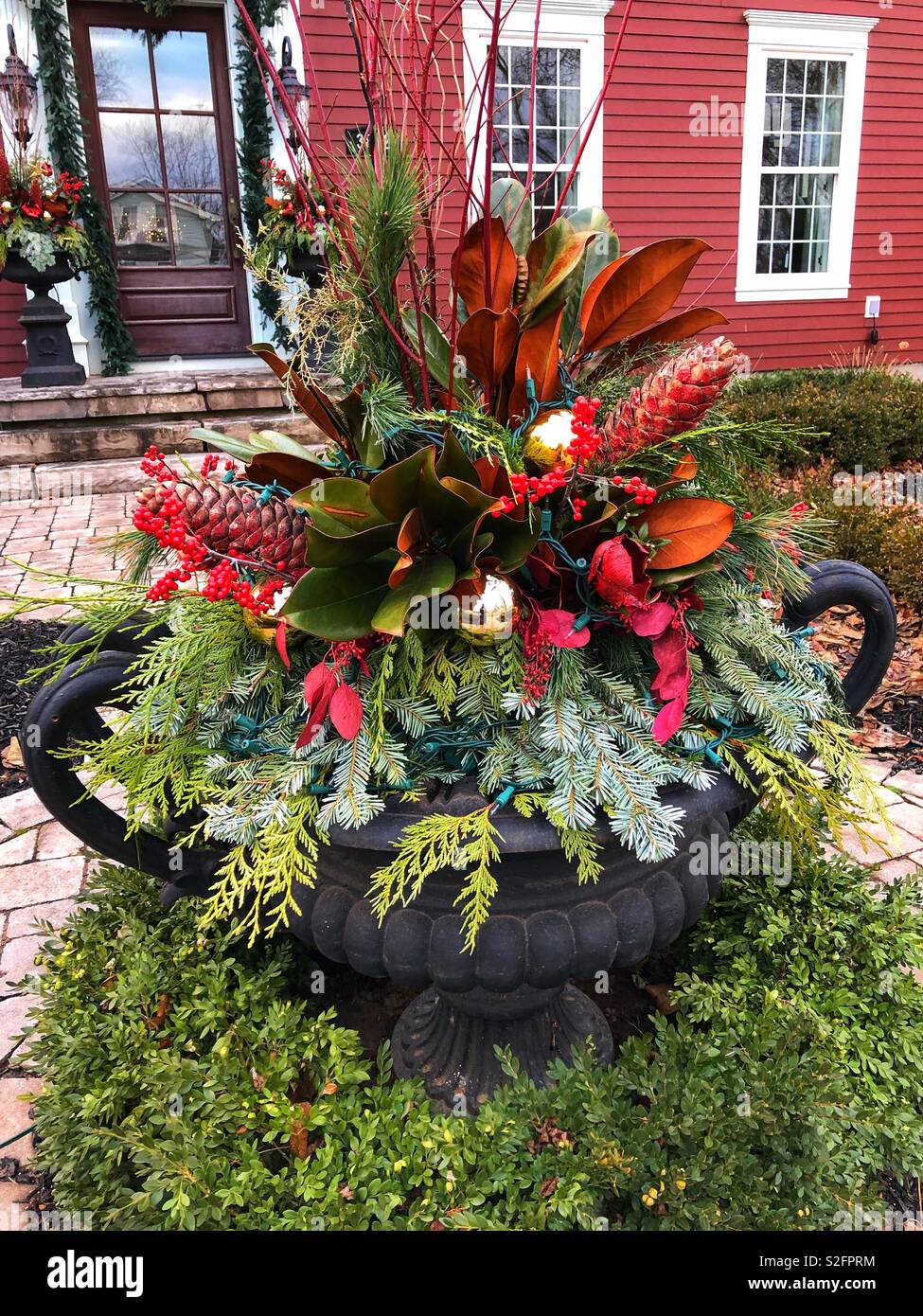 Seasonal decorations in the front yard of a home. - Smartphone Captured Stock Image