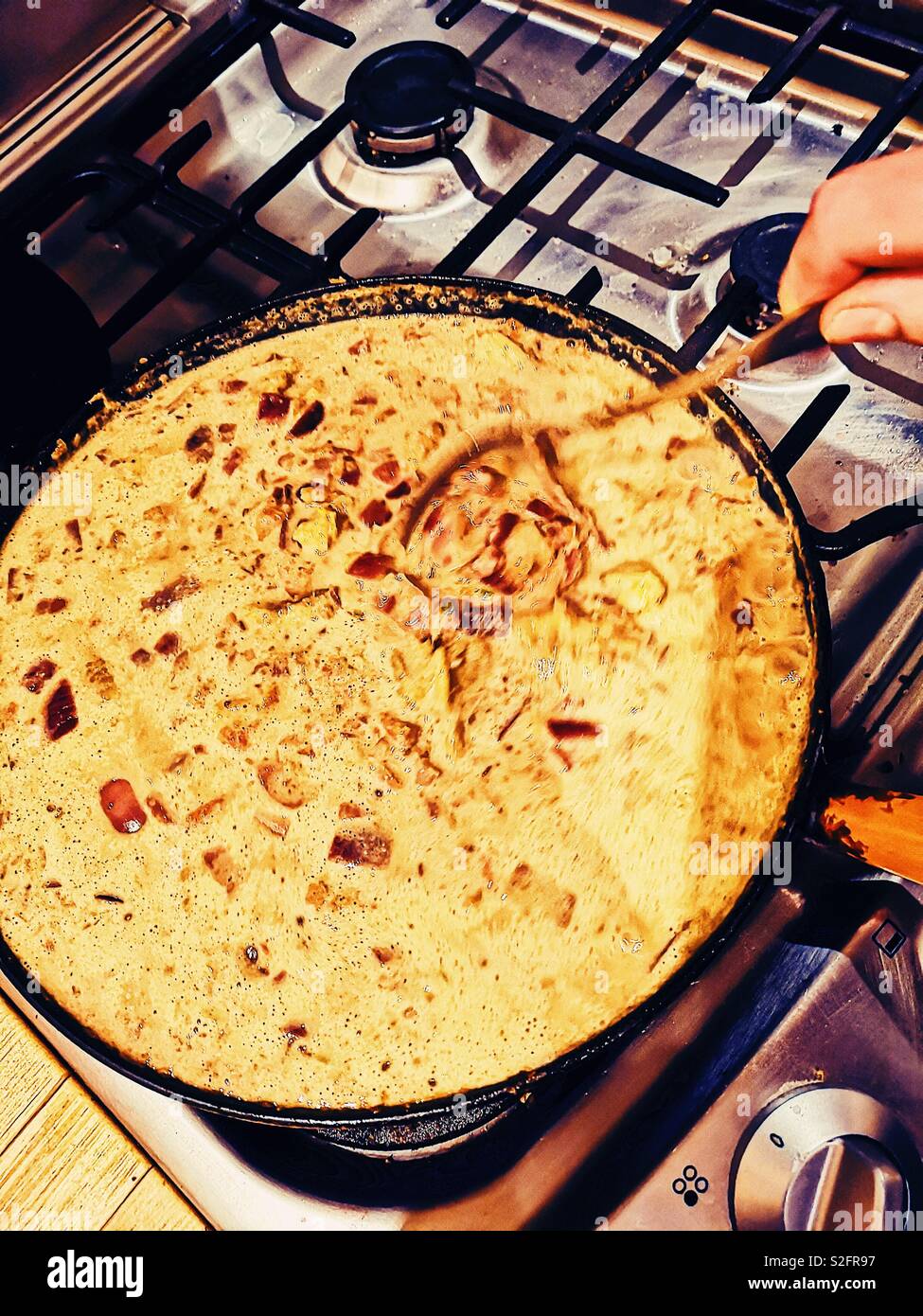 Making a homemade fish curry - Smartphone Captured Stock Image