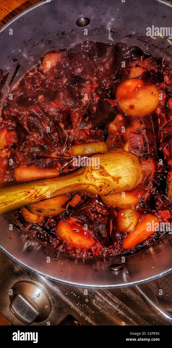 Preparing homemade beetroot soup - Smartphone Captured Stock Image