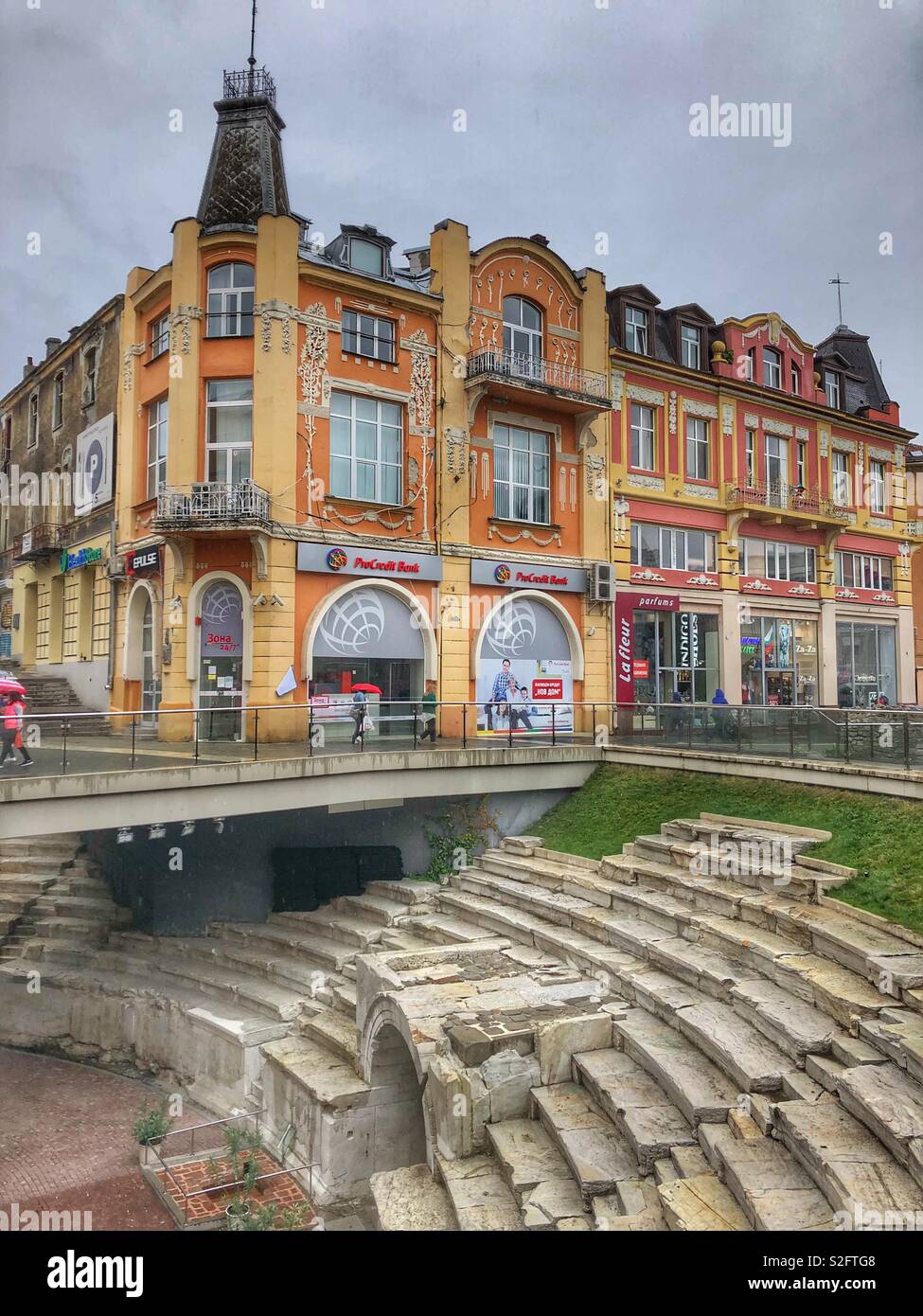 Roman ruins in Plovdiv, Bulgaria. - Smartphone Captured Stock Image