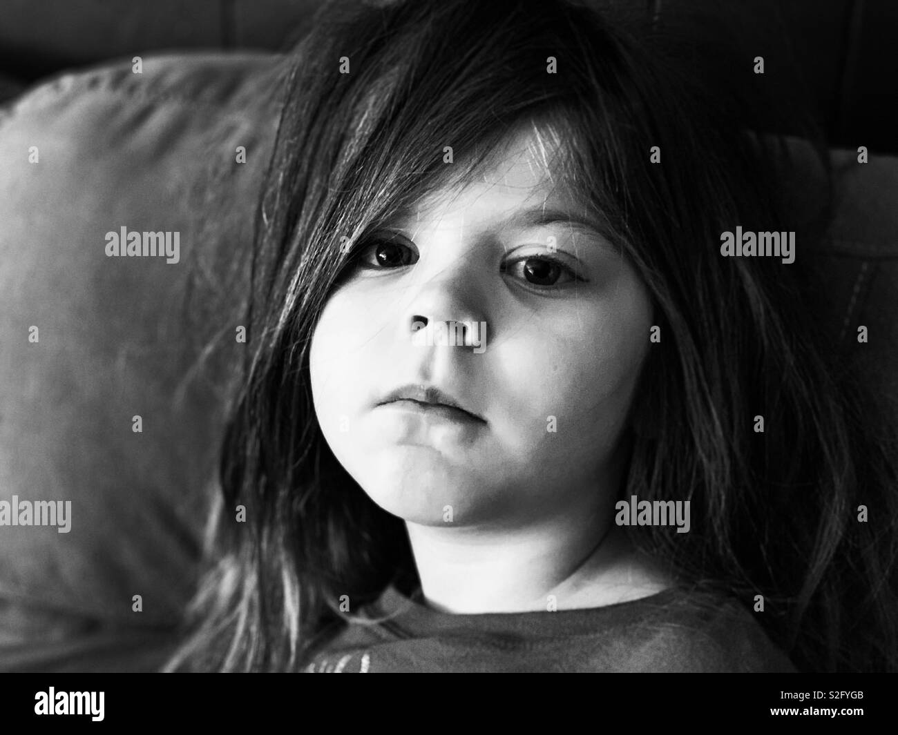 Little girl first waking up in the morning Stock Photo