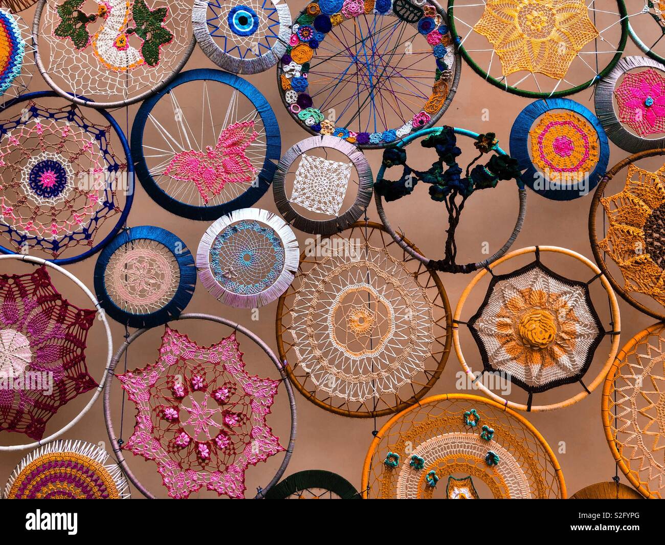 https://c8.alamy.com/comp/S2FYPG/a-mosaic-of-dream-catchers-at-paphos-old-town-cyprus-S2FYPG.jpg