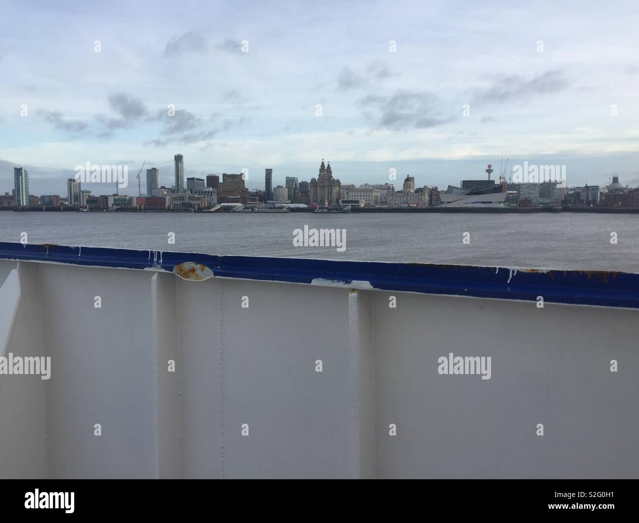 Liverpool skyline from Birkenhead ferry Stock Photo Alamy