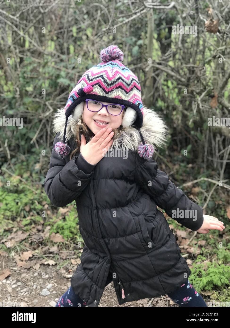 Wrapped up for a winter walk ??? Stock Photo