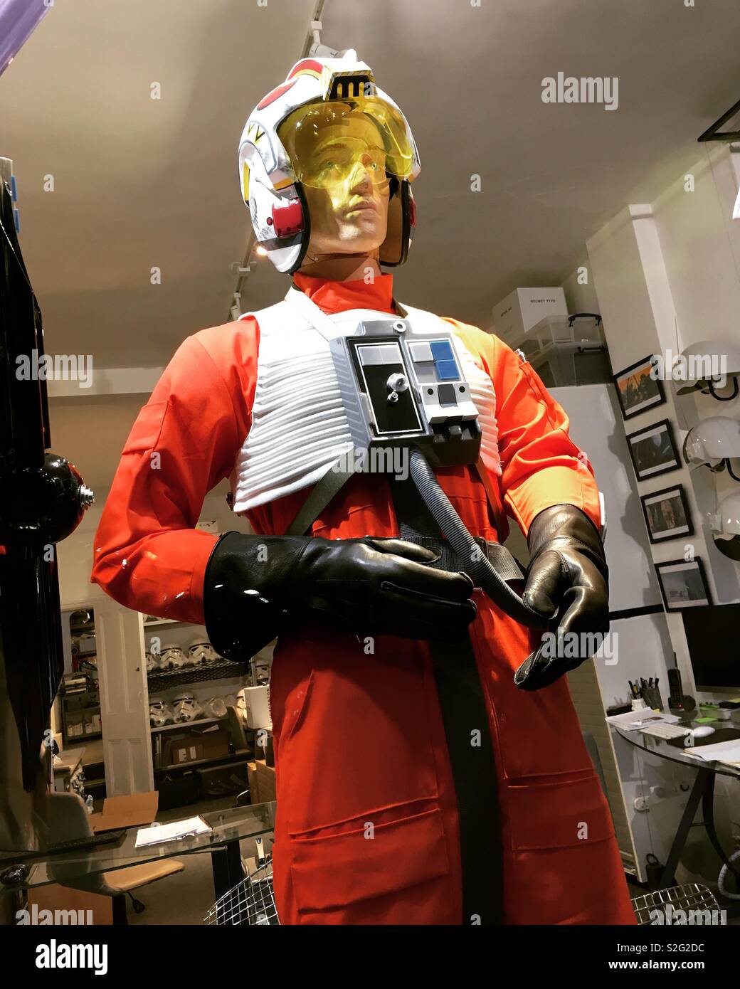 Luke Skywalker character outfit / costume from the Star Wars movie series, on sale in Shepperton design Studios shop, Twickenham, England, UK Stock Photo