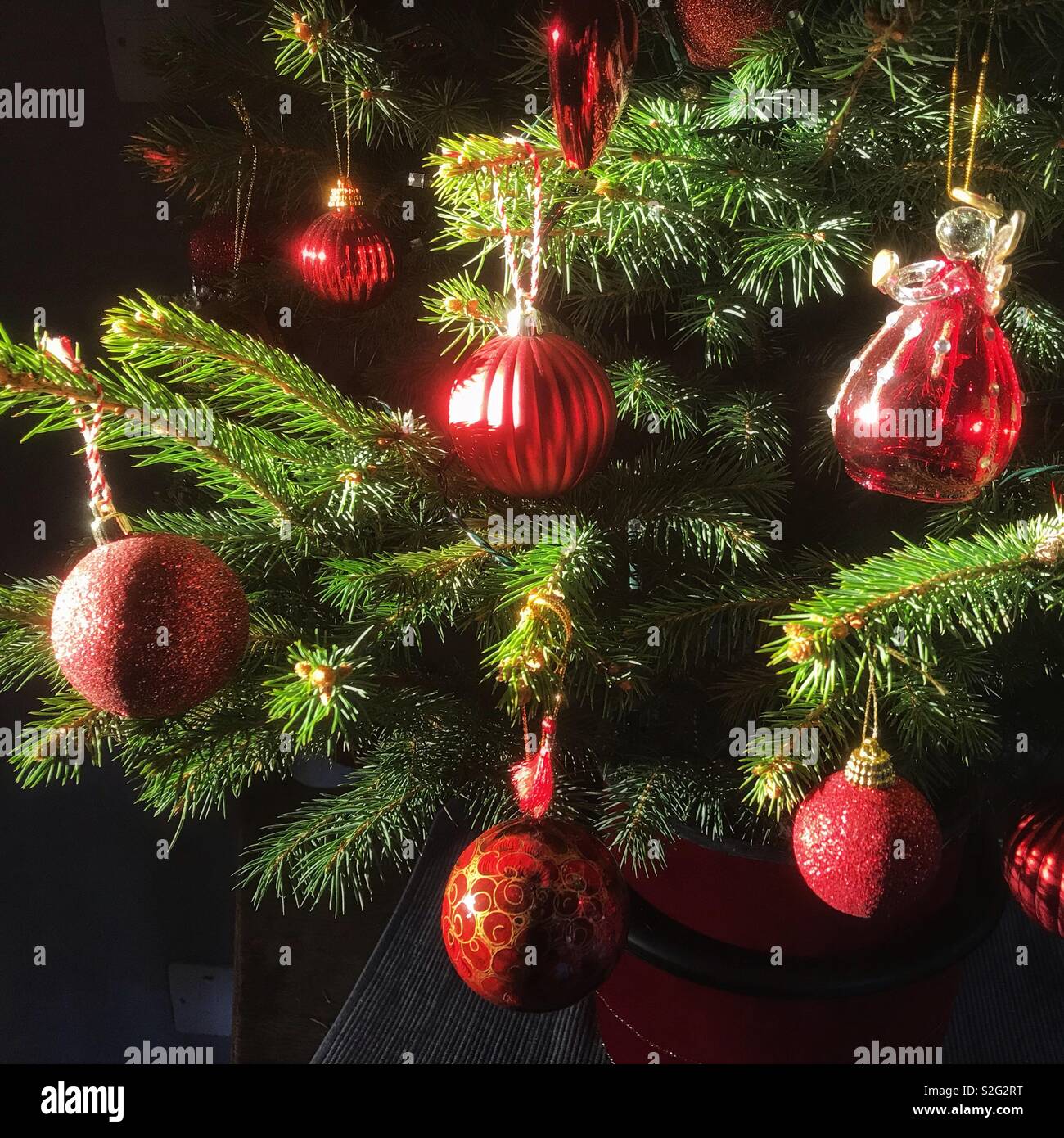 Christmas Baubles on a tree Stock Photo - Alamy