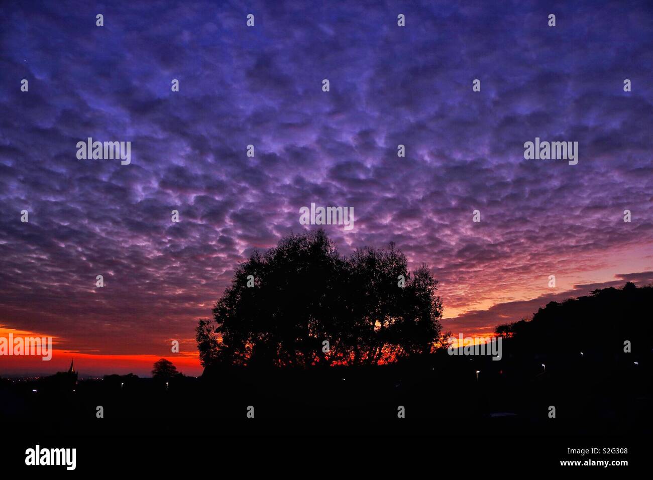 Purple sky at night Stock Photo