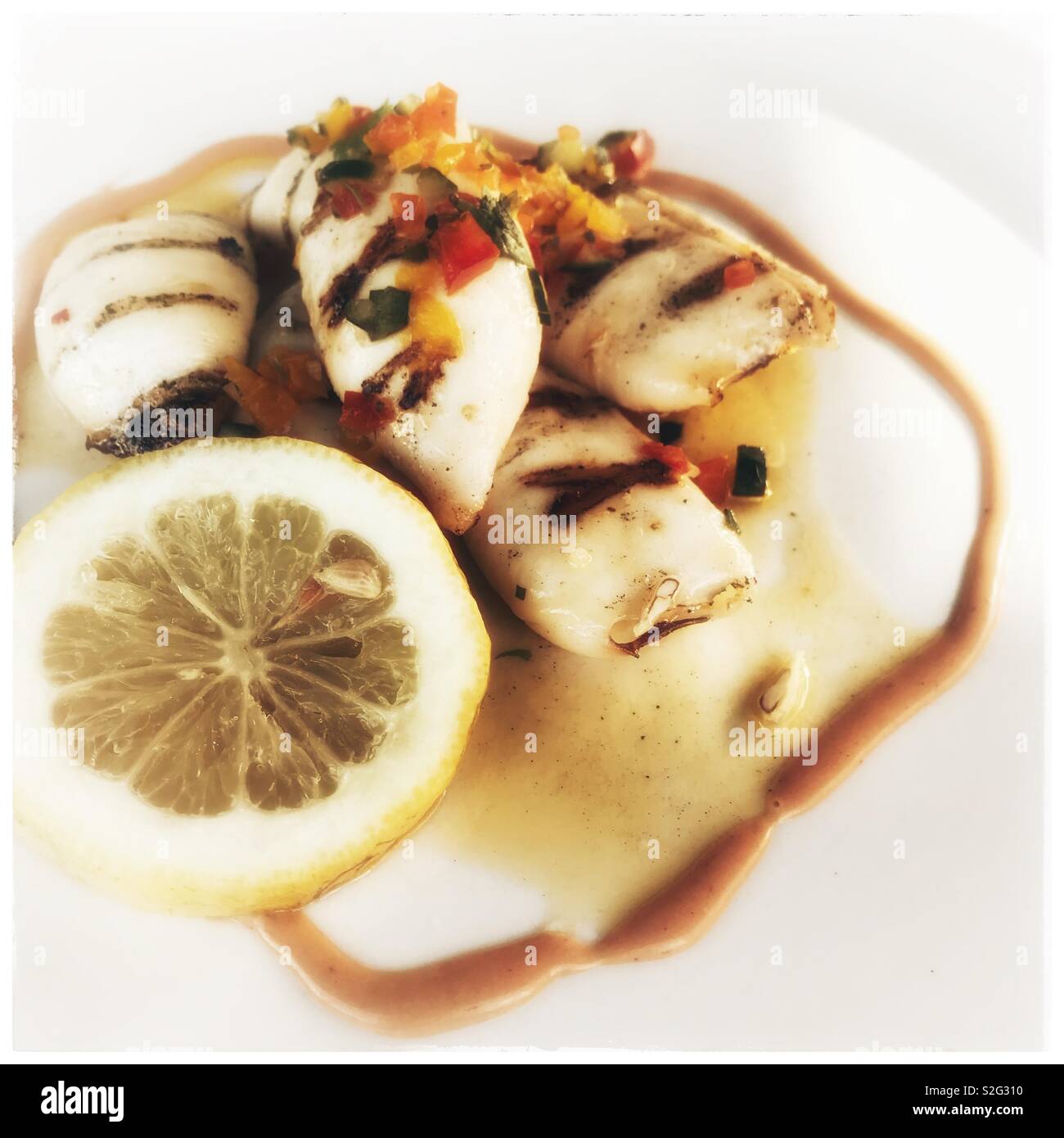 Calamari tubes starter Stock Photo Alamy