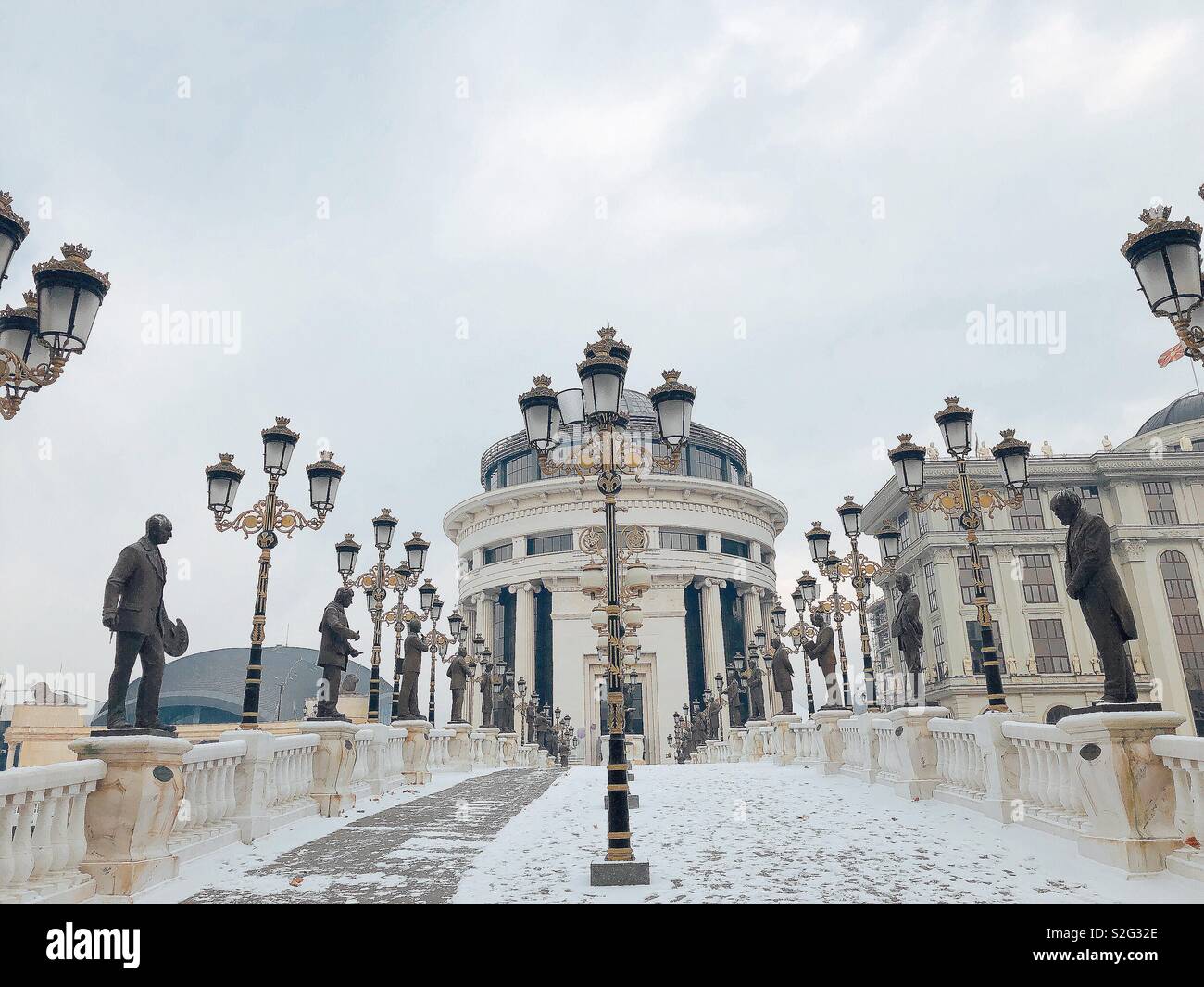 City center Skopje, Macedonia. Winter snow Stock Photo Alamy