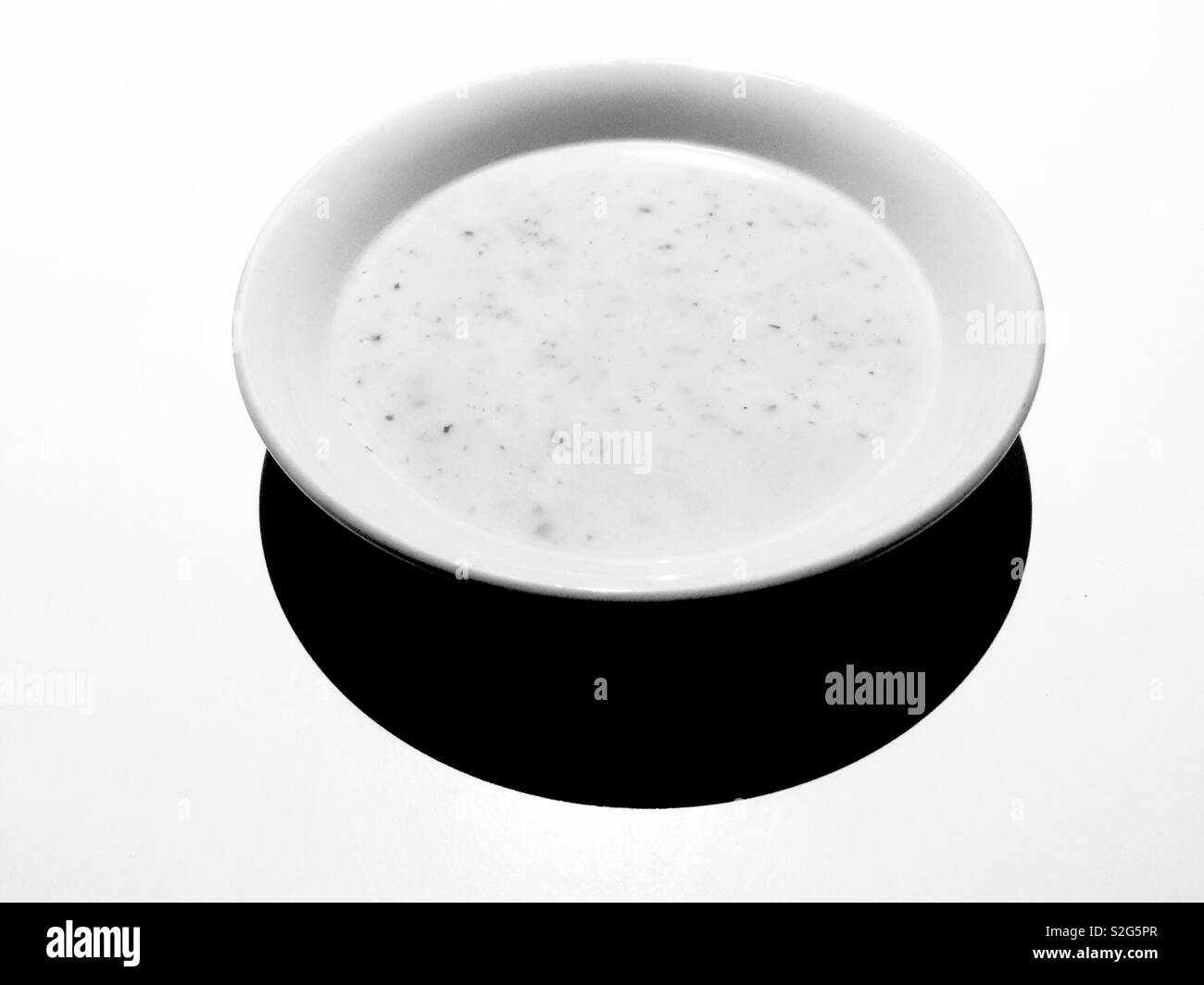White bowl with transparent meal Stock Photo