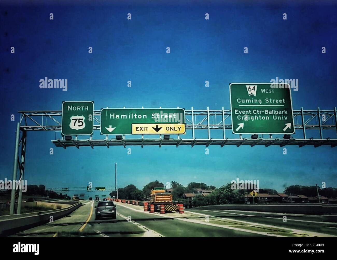 Nebraska, Highway North 75 USA - Smartphone Captured Stock Image