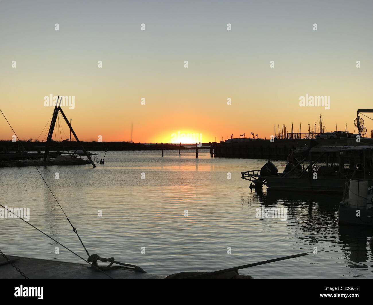 Sunset over Matagorda Bay Stock Photo