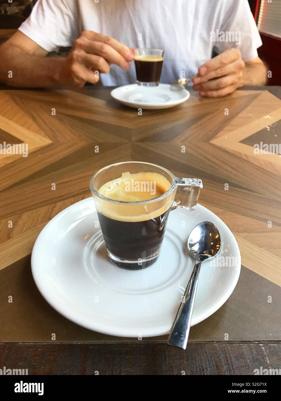Cups of coffee. Subjective camera. - Smartphone Captured Stock Image